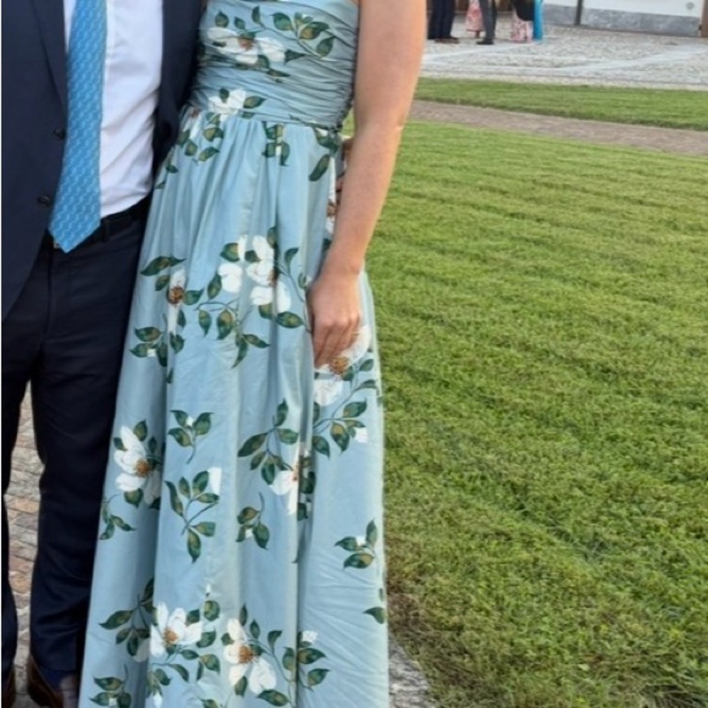 Reformation Pale Blue Floral Strapless Maxi Dress - Picture 3 of 3